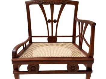Art Nouveau Armchair with Wicker Seat by H.P. Mutters & Zoon, 1900s